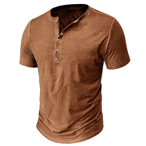 

Homens Camiseta Camisa Henley T-shirt Tecido Henley Rua Férias Manga Curta Roupa Moda Designer Básico