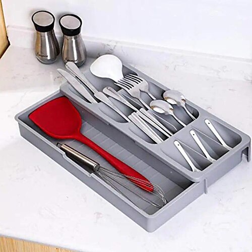 

Retractable Kitchen Storage Rack Drawer Finishing Box Cutlery Rack Storage Box Divider Knife And Fork Chopsticks Rack