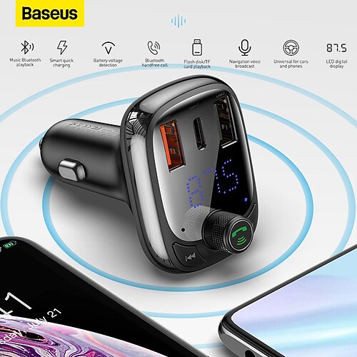 

Baseus FM Transmitter Quick Charge 4.0 3.0 QC4.0 QC Fast USB Car Charger Handsfree Bluetooth 5.0 Car Kit MP3 Player FM Modulator