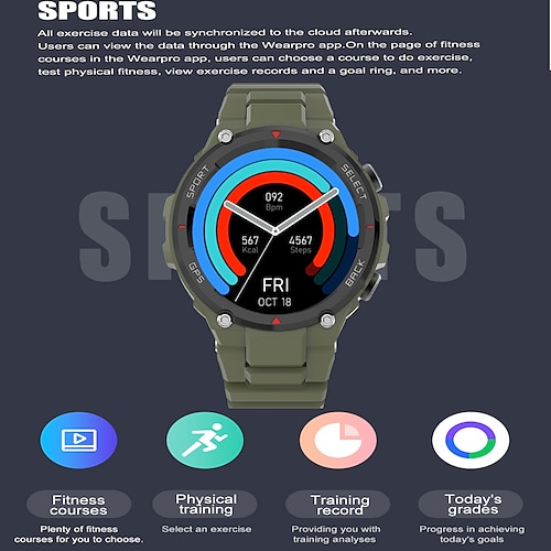 

696 dt5sport Smartwatch 1.45 Zoll Smartwatch Fitnessuhr Bluetooth Schrittzähler Anruferinnerung Schlaf-Tracker Kompatibel mit Android iOS Herren Freisprechanlage Nachrichterinnerung Kamera Kontrolle