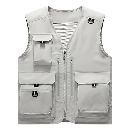 

Homme Gilet Gilet de pêche Usage quotidien Moderne contemporain Printemps été Basique Polyester Extérieur Couleur unie / unie fermeture Éclair Col V Ample Rouge bordeaux Gris Noir Jaune Gilet