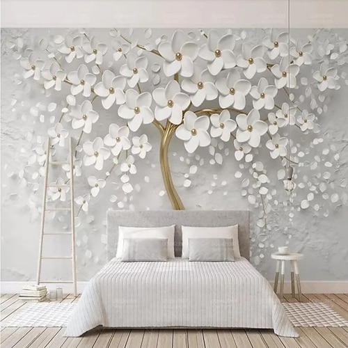 Cool Wallpapers Wall Mural Flower Wallpaper Wall Sticker Covering Print Adhesive Required Forest 3D Effect Floral Flower Canvas Home Décor