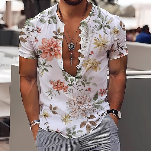 

Herren Hemd Blumen Grafik-Drucke Ständer Gelb Rote Blau Purpur Grün Outdoor Strasse Kurzarm Bedruckt Bekleidung Modisch Designer Brautkleider schlicht Komfortabel
