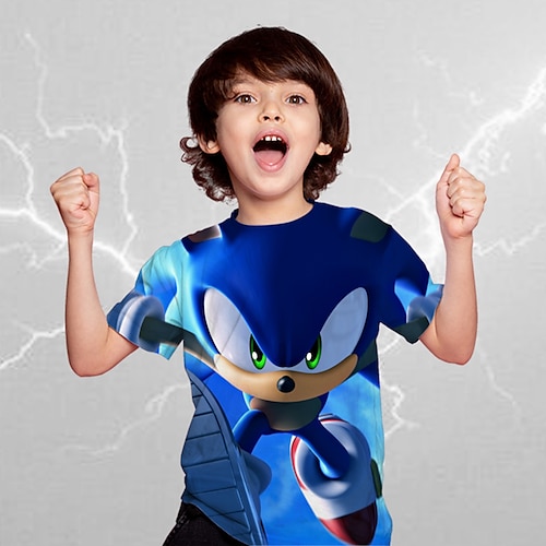 

Børn Drenge T-shirt Sonic Kortærmet 3D-udskrivning Grafisk Crewneck Blå Gul Lysebrun Børn Toppe Forår sommer Aktiv Daglig udendørs Regulær 4-12 år