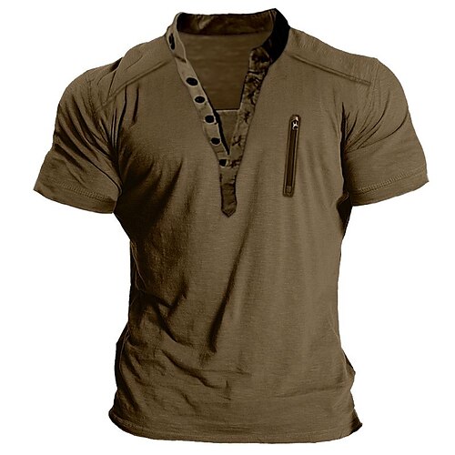 

Men's T shirt Tee Henley Shirt Tee Top Plain Henley Street Vacation Short Sleeves Clothing Apparel Fashion Designer Basic