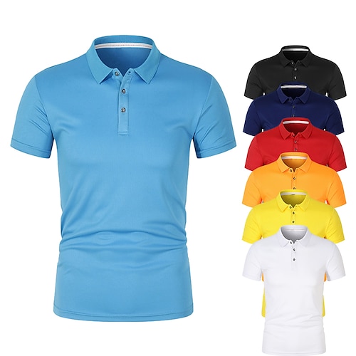 

Hombre POLO Camiseta de golf Casual Festivos Diseño Manga Corta Moda Básico Plano Botón Verano Ajustado Fuego rojo Celeste Cielo Negro Blanco Amarillo Azul Marino Oscuro POLO