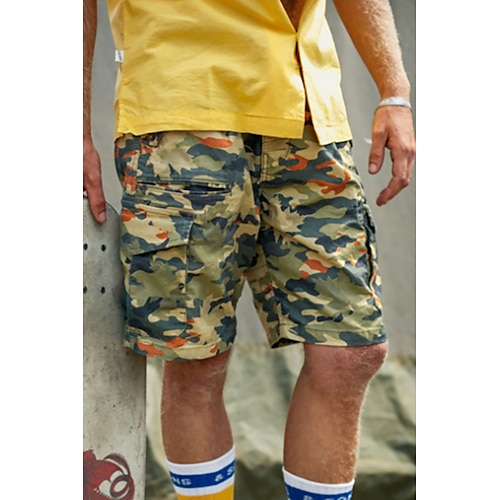 

Homens Bermuda Cargo Shorts de Trilha Bolso Com Zíper Côr Camuflagem Conforto Respirável Ao ar livre Diário Para Noite Moda Casual Verde