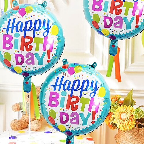 

6pcs 18 inch Colorful Small Balloon Birthday Happy Aluminum Film Balloon Birthday Party Theme Party Decoration Balloon