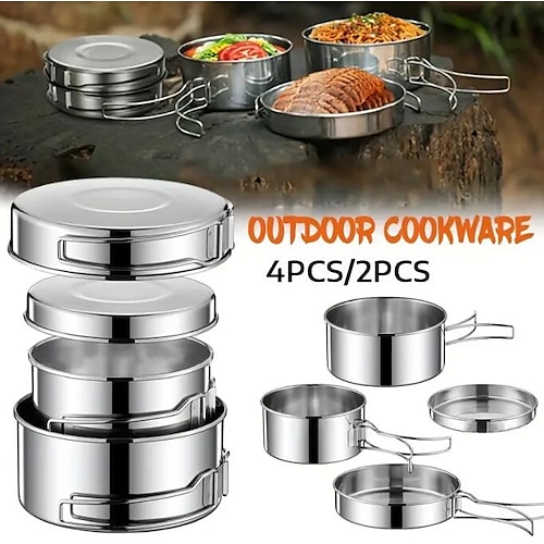 Camping Equipment,Outdoor Camping Pots And Pans Set 2PCS Camping Cookware