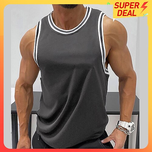 

Men's Tank Top Vest Top Undershirt Sleeveless Shirt Color Block Crewneck Sports & Outdoor Vacation Sleeveless Clothing Apparel Fashion Daily Sport