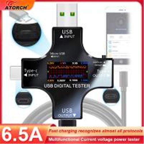 

toch type-c pd usb tester dc digital voltímetro amperímetro medidor de corrente medidor de corrente detector amperímetro banco de potência carregador indicador