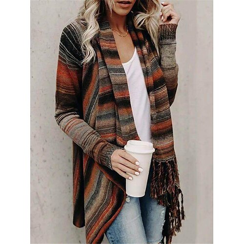 

Women's Pullover Sweater Jumper Jumper Ribbed Knit Tassel Solid Color Cowl Stylish Casual Daily Going out Summer Spring Black Army Green S M L