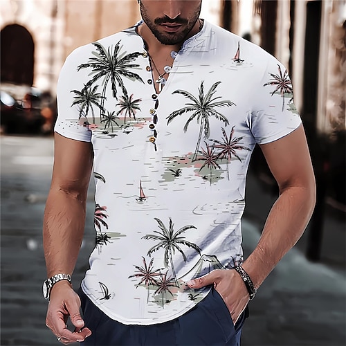 

Homens Camisa Social Camisa havaiana Borboleta Coqueiro Estampas Abstratas Colarinho Chinês Branco Amarelo Roxo Verde Cinzento Ao ar livre Rua Manga Curta Imprimir Roupa Moda Roupa de rua Designer