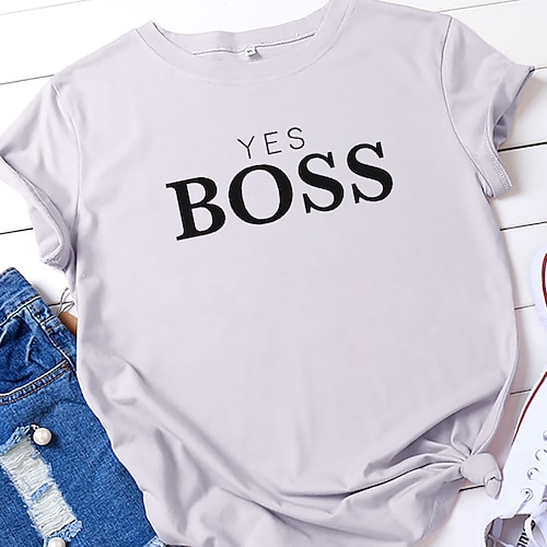 

T shirt Tee Femme Noir Blanche Rose Claire Graphic Manche Courte Casual du quotidien basique Col Rond Normal Coton Ample Peinture S