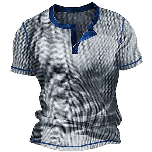 

Hombre Camiseta Camisa henley gofrada Camiseta superior Plano Henley Calle Vacaciones Mangas cortas Ropa Moda Design Básico