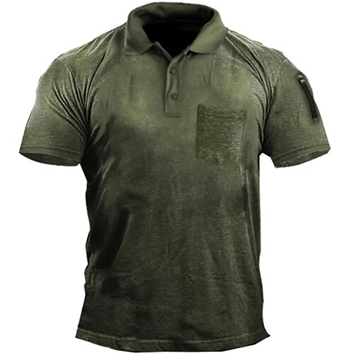 

Homens Camiseta Polo Camisa de golfe Casual Feriado Lapela Manga Curta Moda Básico Tecido Vintage Verão Normal Verde Tropa Camiseta Polo