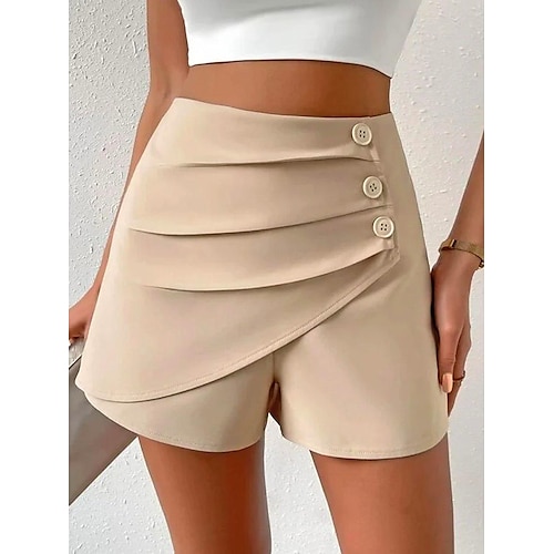 

Dames Pakken Korte broek Zwart Khaki Hoge taille Modieus Basic Casual Werk Kleding Vakantie Casual / Dagelijks Meerlaags Micro-elastisch Korte Comfort Effen S M L XL 2XL