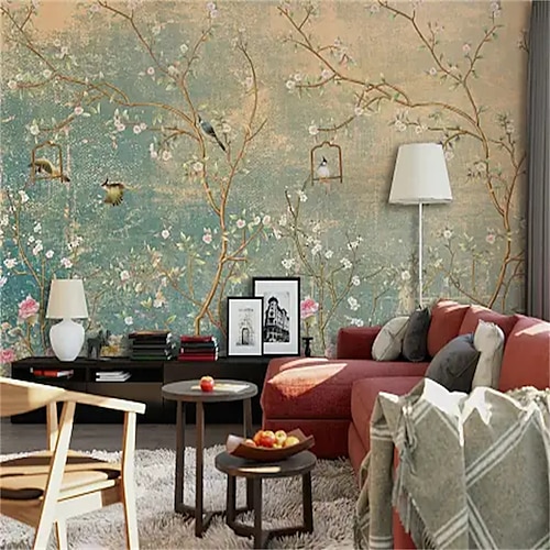 

Modern Floral Wallpaper Mural Floral Wall Covering Sticker Peel and Stick Removable PVC/Vinyl Material Self Adhesive/Adhesive Required Wall Decor for Living Room Kitchen Bathroom