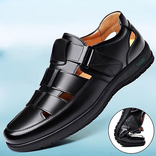 

Herren Sandalen Lederschuhe Komfort Schuhe Brautkleider schlicht Täglich Leder Atmungsaktiv Schwarz Braun Sommer