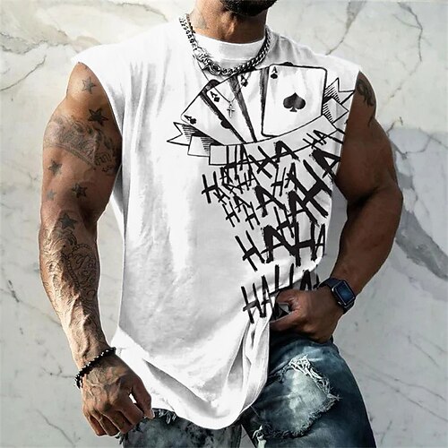 

Homens Top de colete Camiseta masculina sem mangas Gráfico Pôquer Gola Redonda Roupa Impressão 3D Diário Esportes Sem Manga Imprimir Moda Designer Músculo