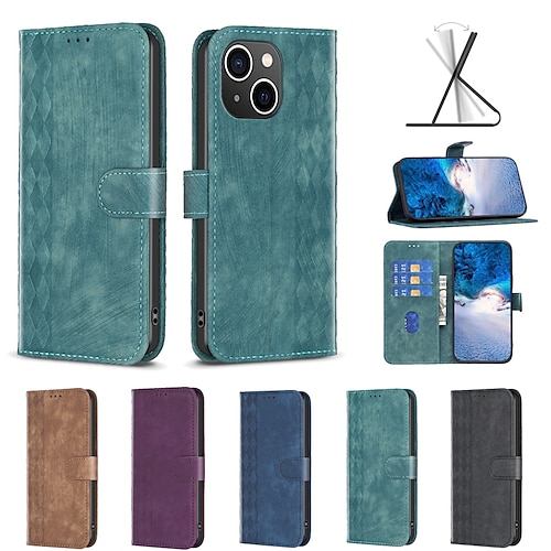 

téléphone Coque Pour Apple Coque Intégrale Portefeuille iPhone 14 Pro Max Plus 13 12 11 X XR XS 8 7 Avec porte-cartes Flip magnétique Béquille Couleur Pleine Formes Géométriques TPU faux cuir