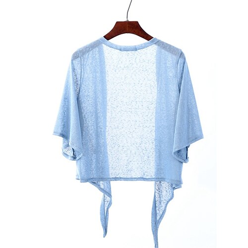 

Mulheres Bolero Saltador Crochê Tricotar Fino Côr Sólida Abertura Frontal Boleros à moda Ao ar livre Diário Verão Primavera Branco Amarelo L XL 2XL