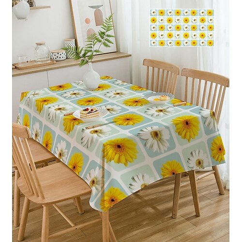 

Farmhouse Tablecloth Table Cloth Spring Tablecloth Round Outdoor Cloth Table Cover Oval Rectangle For Picnic,Wedding,Dining,Easter