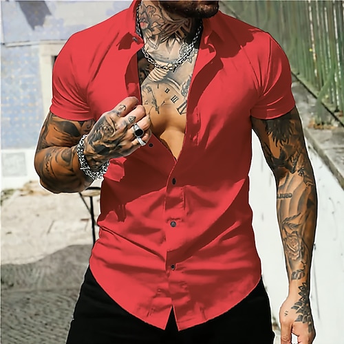 

Homme Chemise Chemise boutonnée Chemise décontractée Chemisette Chemise d'été Blanche Rose Claire bleu marine Rouge Manche Courte Plein Revers du quotidien Vacances Vêtement Tenue Mode Décontractées