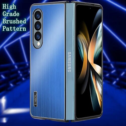 

telefone Capinha Para Samsung Galaxy Estojo ultrafino Z Fold 4 Z Fold 3 Moldura Anti-Choque anti-queda Proteção de nível militar Cor Sólida Armadura Liga de alumínio