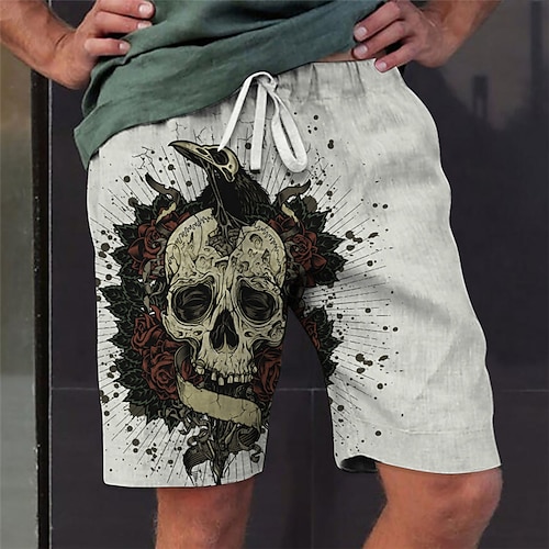 

Hombre Pantalón corto Pantalones cortos de verano Pantalones cortos de playa Correa Cintura elástica Impresión 3D Graphic Cráneos Transpirable Suave Corto Casual Diario Festivos Ropa de calle Hawaiano