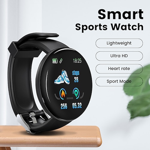 

D18 Smart Watch 1.44 inch Smart Band Fitness Bracelet Bluetooth Pedometer Heart Rate Monitor Blood Pressure Compatible with Smartphone Men Waterproof Message Reminder Step Tracker IP 67 18mm Watch