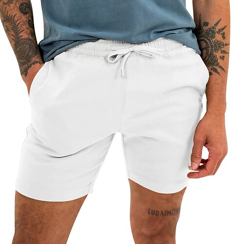 

Homens Calção Shorts de linho Shorts de verão Shorts de praia Com Cordão Cintura elástica Tecido Conforto Respirável Ao ar livre Diário Para Noite Misto de Algodão e Linho Moda Casual Preto Branco