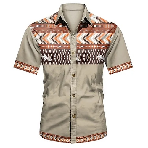 

Herren Hemd Grafik-Drucke Vintage Geometrie Umlegekragen Blau Purpur Grün Khaki Grau Outdoor Strasse Kurze Ärmel Bedruckt Bekleidung Modisch Strassenmode Designer Brautkleider schlicht