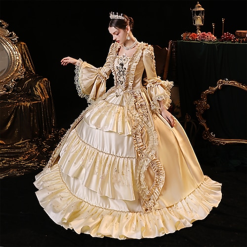  Dolce Lolita Gotico Rococò Vestito Costume da festa Abito da Ballo Principessa Shakespeare Gentildonna Tinta unica Abito da ballo Per donna Halloween Carnevale San Valentino Performance Matrimonio