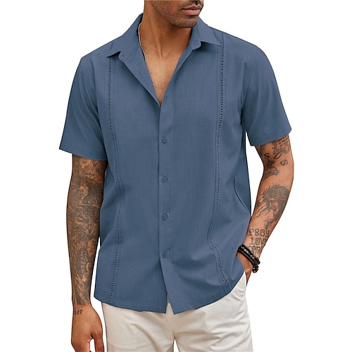 

Hombre Camisa Abotonar la camisa Camisa casual Camisa de verano Camisa de playa Negro Blanco Azul Oscuro Gris Manga Corta Plano Diseño Diario Vacaciones Ropa Moda Casual Cómodo