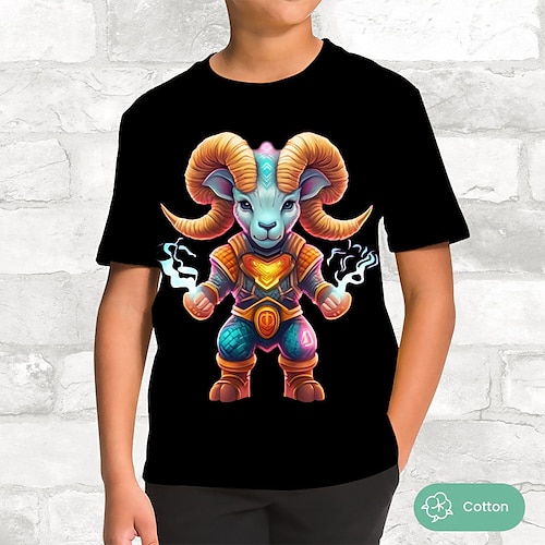 

Para Meninos Camiseta Manga Curta Camisa Camiseta Gráfico Animal Desenho Animado Impressão 3D Ativo Esportes Moda 100% Algodão Ao ar livre Casual Diário Infantil Crewneck 3-12 anos Gráfico impresso