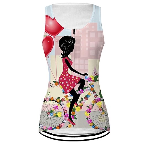 

21Grams Women's Cycling Vest Sleeveless Bike Top with 3 Rear Pockets Road Bike Cycling Breathable Quick Dry Moisture Wicking Reflective Strips Dark Pink Yellow Red Graphic Floral Botanical Sports