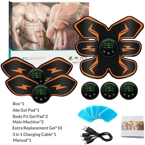 

Estimulador muscular ems con pantalla led, cinturón abdominal recargable por usb, ejercicio, fitness, abdominales, hombres y mujeres