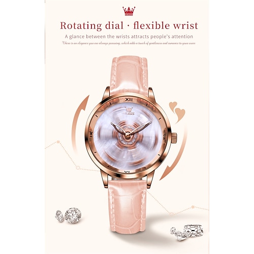 

montre à quartz de luxe pour dames olevs cadeau du jour de la saint-valentin 520 montre à quartz analogique créative time to run niche ladies' waterproof pu leather women's watches