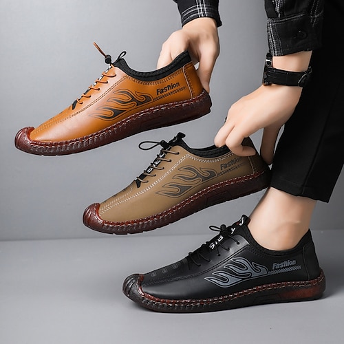 

Homens Oxfords Sapatos Confortáveis Casual Ao ar livre Diário Couro Sintético Respirável Preto Cinzento Claro Café Primavera Outono