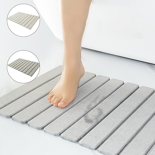 

Stone Bath Mats Diatomaceous Earth Bath Mat Fast Water Drying Super Absorbent Diatomite Mat with Rubberized Bottom Pad Rain Sandstone for Kitchen Absorbent Pad Grey