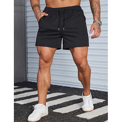 

Men's Sweat Shorts Running Shorts Elastic Waist Plain Comfort Breathable Outdoor Daily Going out Fashion Casual Black White