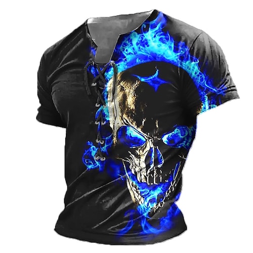 

Homme T shirt Tee Graphic Crânes Mao Vêtement Tenue 3D effet du quotidien Des sports Manche Courte Lacet Imprimer Mode Design Rétro Vintage