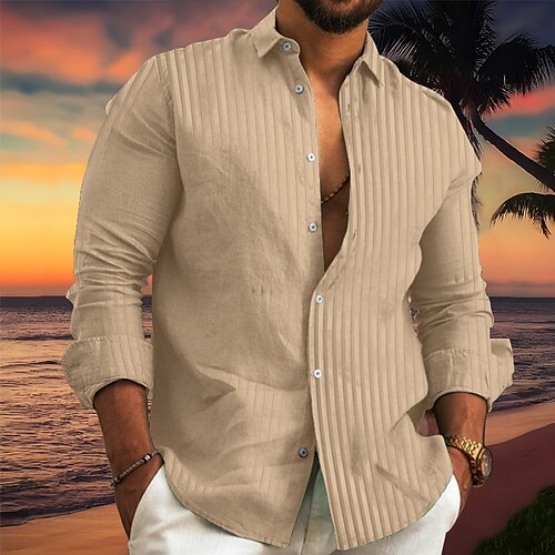 

Hombre Camisa Abotonar la camisa Camisa casual Camisa de verano Camisa de playa Negro Blanco Azul Marino Azul Piscina Color Caquí Manga Larga Plano Diseño Diario Vacaciones Plisado Ropa Moda Casual