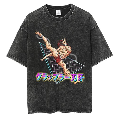 

Baki el luchador Hanma baki T-Shirt Camiseta extragrande lavada con ácido Estampado Retro Antiguo punk y gótico Camiseta Para Hombre Mujer Unisexo Adulto Estampado en caliente 100% algodón Casual