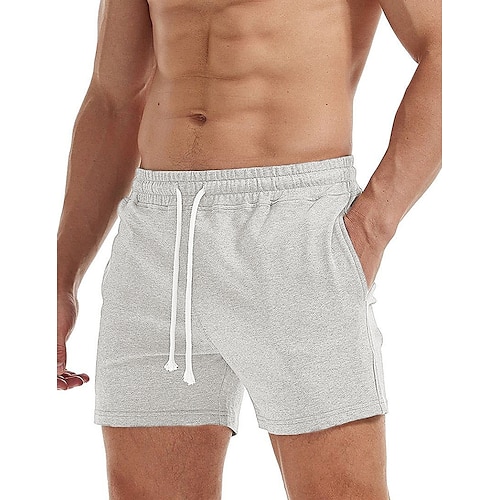 

Homens calções atléticos Shorts de moletom Calções de treino Bolsos Tecido Conforto Respirável Ao ar livre Diário Para Noite 100% Algodão Moda Casual Preto Branco