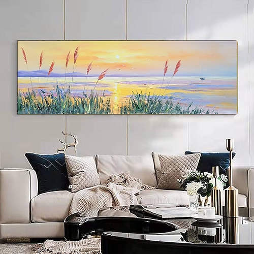 

Handmade Hand Painted Wall Art Modern Abstract Ocean Landscape Home Decoration Decor Rolled Canvas No Frame Unstretched