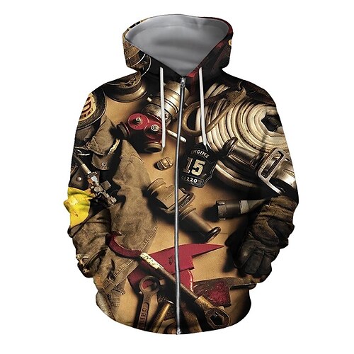 

Herren Kapuzenshirt mit durchgehendem Reißverschluss Jacke Braun Mit Kapuze Grafik-Drucke Maschinen Zip Bedruckt Sport Natur Täglich Sport 3D-Druck Strassenmode Designer Brautkleider schlicht