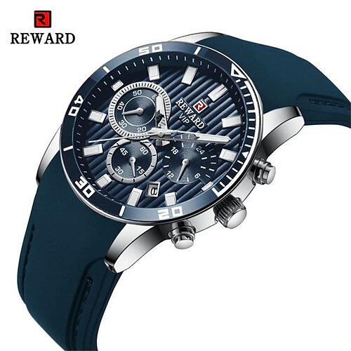 

Reloj de cuarzo de recompensa para hombre, reloj de pulsera informal de moda para deportes al aire libre, calendario luminoso, cronógrafo, taquímetro, reloj con correa de silicona resistente al agua