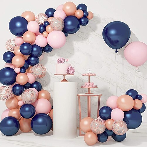 

116 piezas rosa azul oro rosa globo cadena flor anillo arco globo de látex decoración de cumpleaños globo de decoración de fiesta